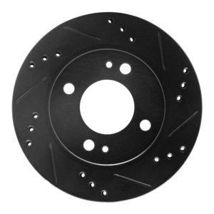 Mitsubishi Mirage Brake Rotor (1) - Front Right - R1 Concepts - Drilled & Slotted - Black - `14-`15